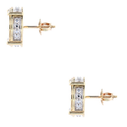 10K Two-Tone Gold Diamond Stud Earrings