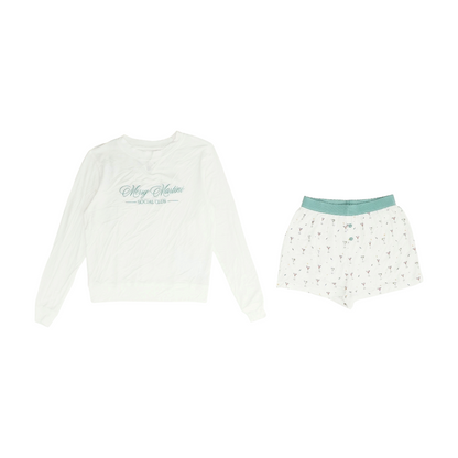White Graphic Pajama Set