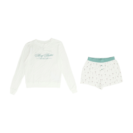 White Graphic Pajama Set