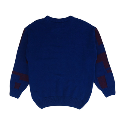 Navy Print Pullover Sweater