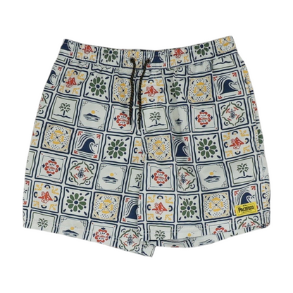 White Graphic Swim Bottom