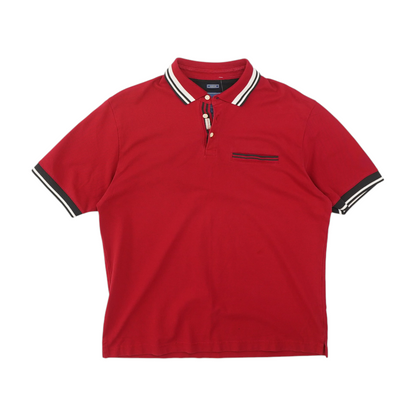 Red Solid Short Sleeve Polo