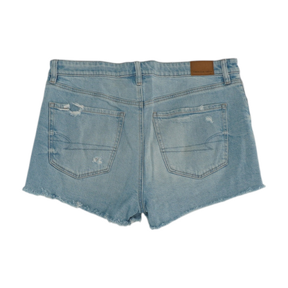 Blue Solid Denim Shorts