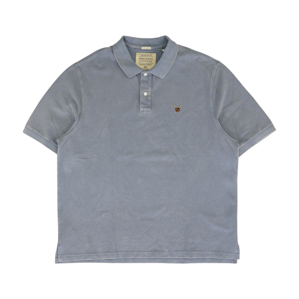 Blue Solid Short Sleeve Polo
