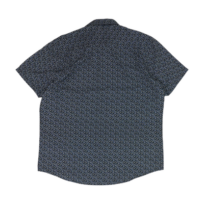 Navy Print Short Sleeve Button Down