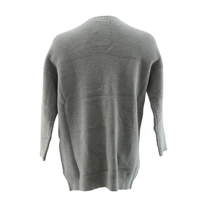 Gray Solid Cardigan Sweater