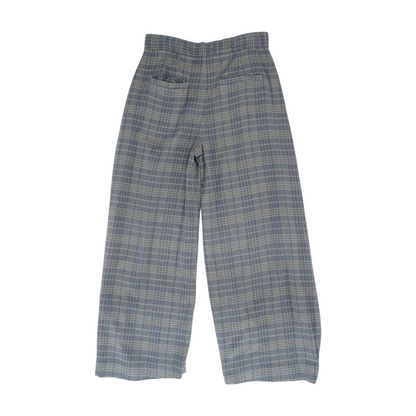 Blue Plaid Wide Leg Pants