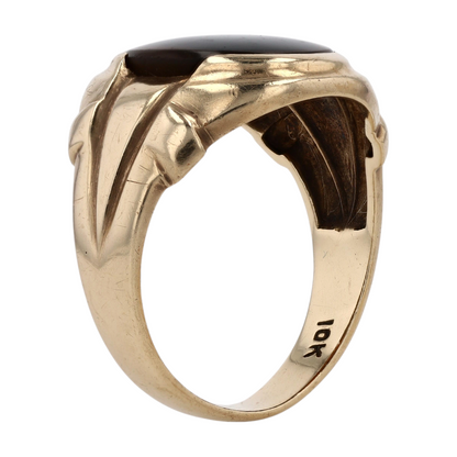 10K Yellow Gold Brown Stone Fashion Ring