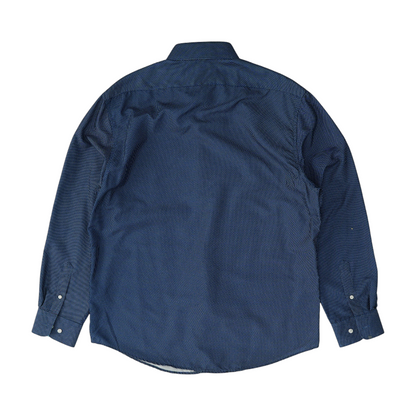 Navy Abstract Long Sleeve Button Down