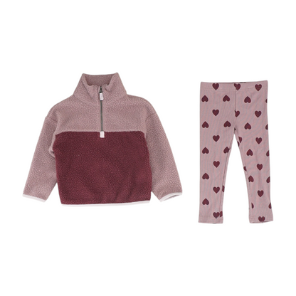 Purple Color Block Long Sleeve Set