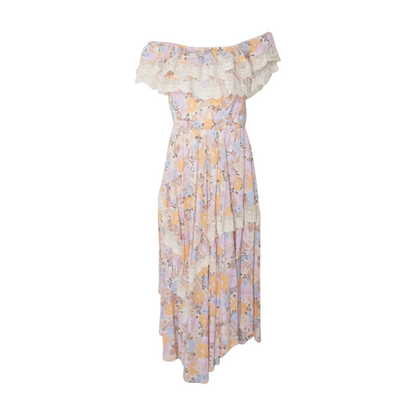 Beige Floral Maxi Dress