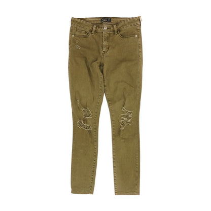 Green Solid Skinny Leg Jeans