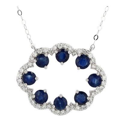 1 3/4 ctw 14K White Gold Sapphire Station Necklace – Image 3