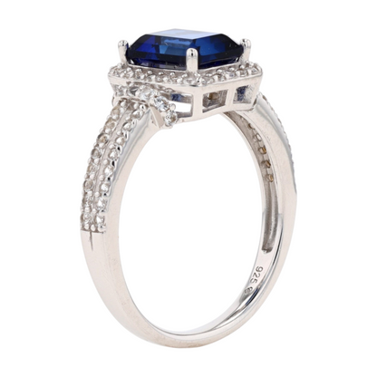 Sterling Silver Synthetic Sapphire Fashion Ring