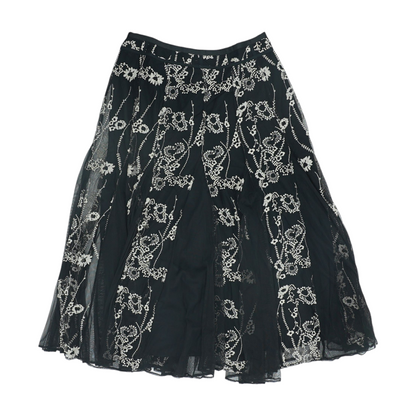 Black Floral Midi Skirt