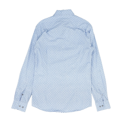 Blue Graphic Long Sleeve Button Down