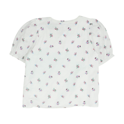 White Petite Floral Blouse