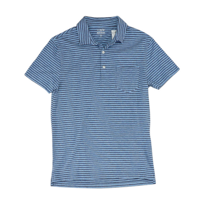 Blue Striped Short Sleeve Polo