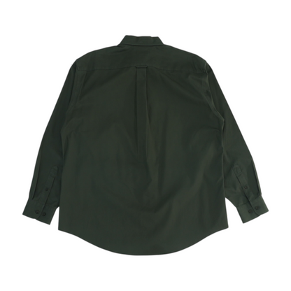 Green Solid Long Sleeve Button Down