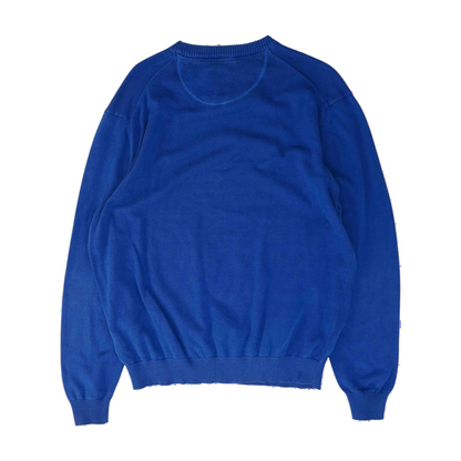Blue Solid Pullover Sweater