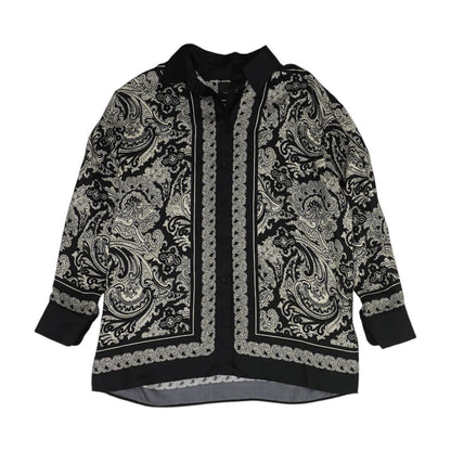 Black Alfie Print Silk Button Down Shirt