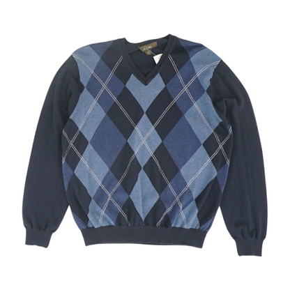 Navy Argyle Pullover Sweater