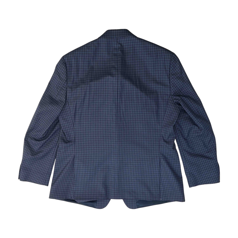 Blue Long Plaid Sport Coat
