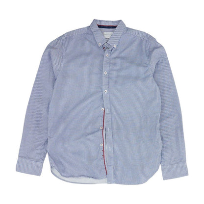 Blue Geometric Long Sleeve Button Down