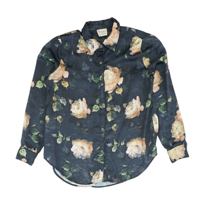 Black Floral Button Down