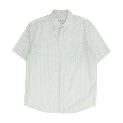 White Print Short Sleeve Button Down