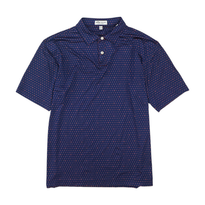 Navy Print Short Sleeve Polo