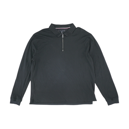 Black Solid Long Sleeve Polo
