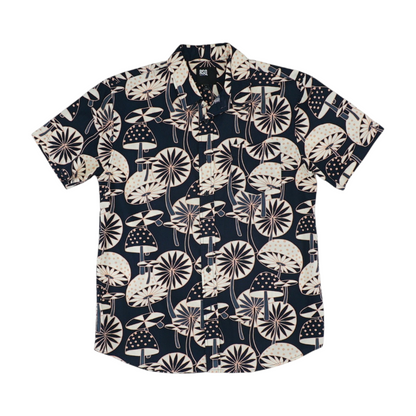 Navy Abstract Short Sleeve Button Down