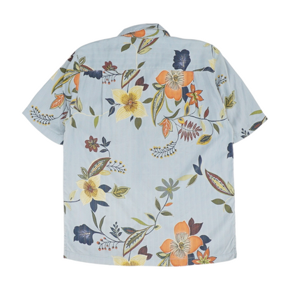 Blue Floral Short Sleeve Button Down