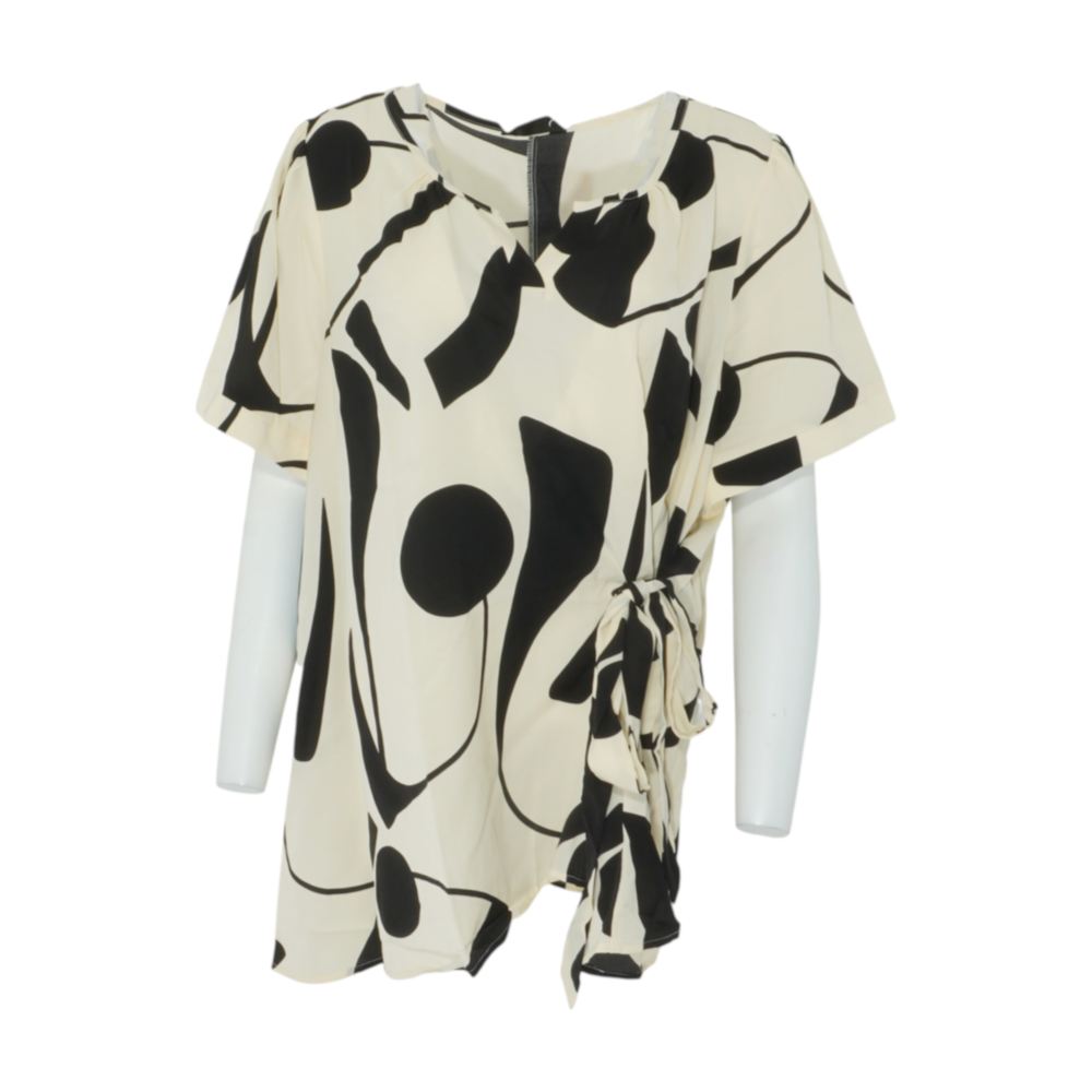 Beige Abstract Mini Dress