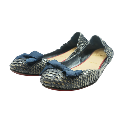 Navy Riviera Watersnake Leather Air Loubi Flats