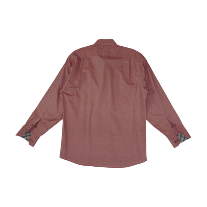 Red Solid Long Sleeve Button Down