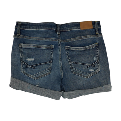 Blue Solid Denim Shorts