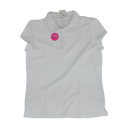 White Solid Polo Knit Top