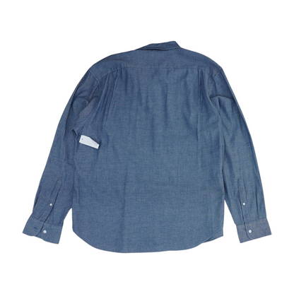 Blue Solid Long Sleeve Button Down