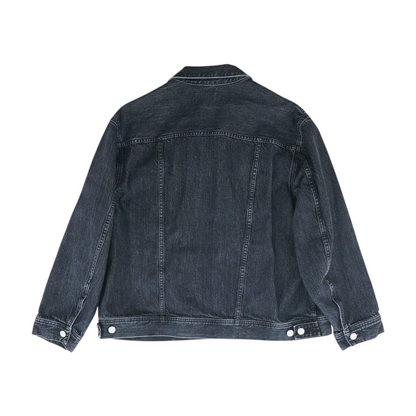 Black Solid Denim Jacket