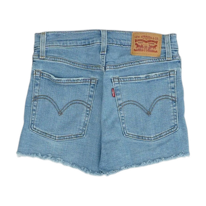 Blue Solid Denim Shorts