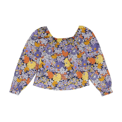 Navy Floral Long Sleeve Blouse