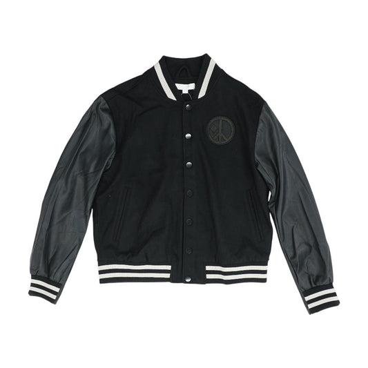 Black Embroidery Detail Bomber Coat