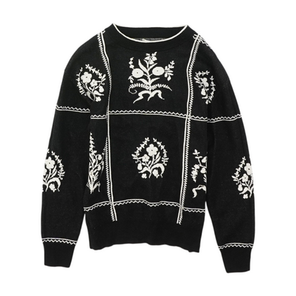 Black Floral Pullover Sweater