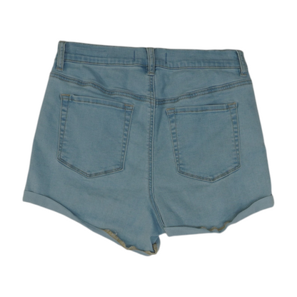Blue Solid Denim Shorts