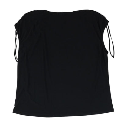 Black Solid Short Sleeve Blouse
