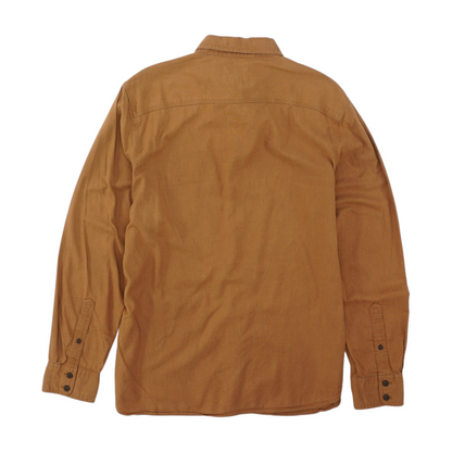 Brown Solid Long Sleeve Button Down