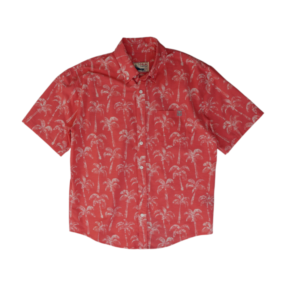 Pink Tropical Short Sleeve Button Down