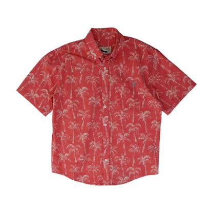 Pink Tropical Short Sleeve Button Down